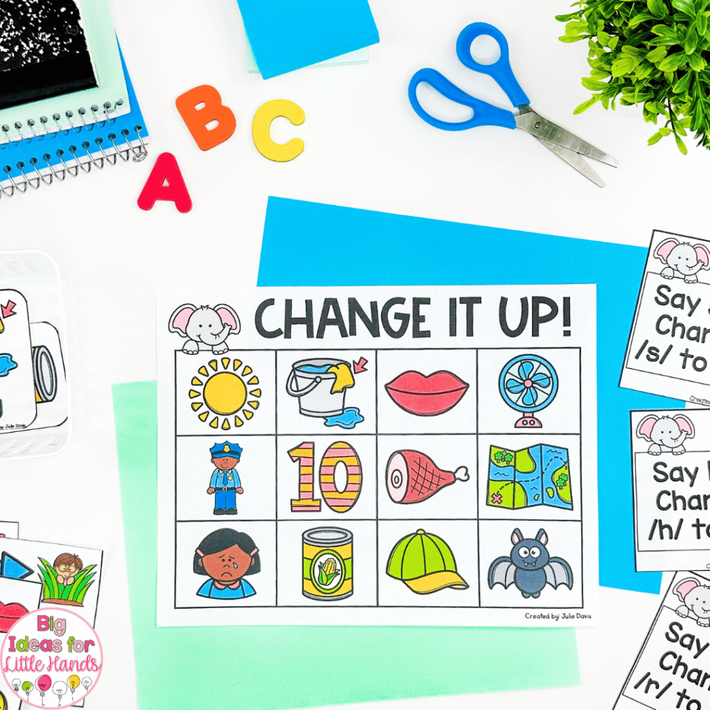 This change it up bingo style game is another great tool to use when working on phonemic awareness skills.