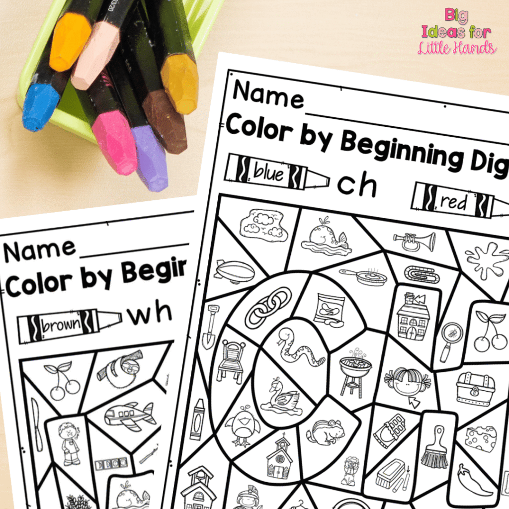 Color by code digraph worksheets are a great way to give students lots of practice with digraph sounds.