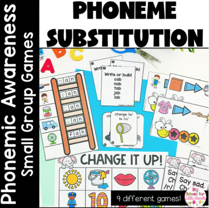Everything you need to proactive phoneme substitution and phoneme manipulation with your students. A key phonemic awareness skill!