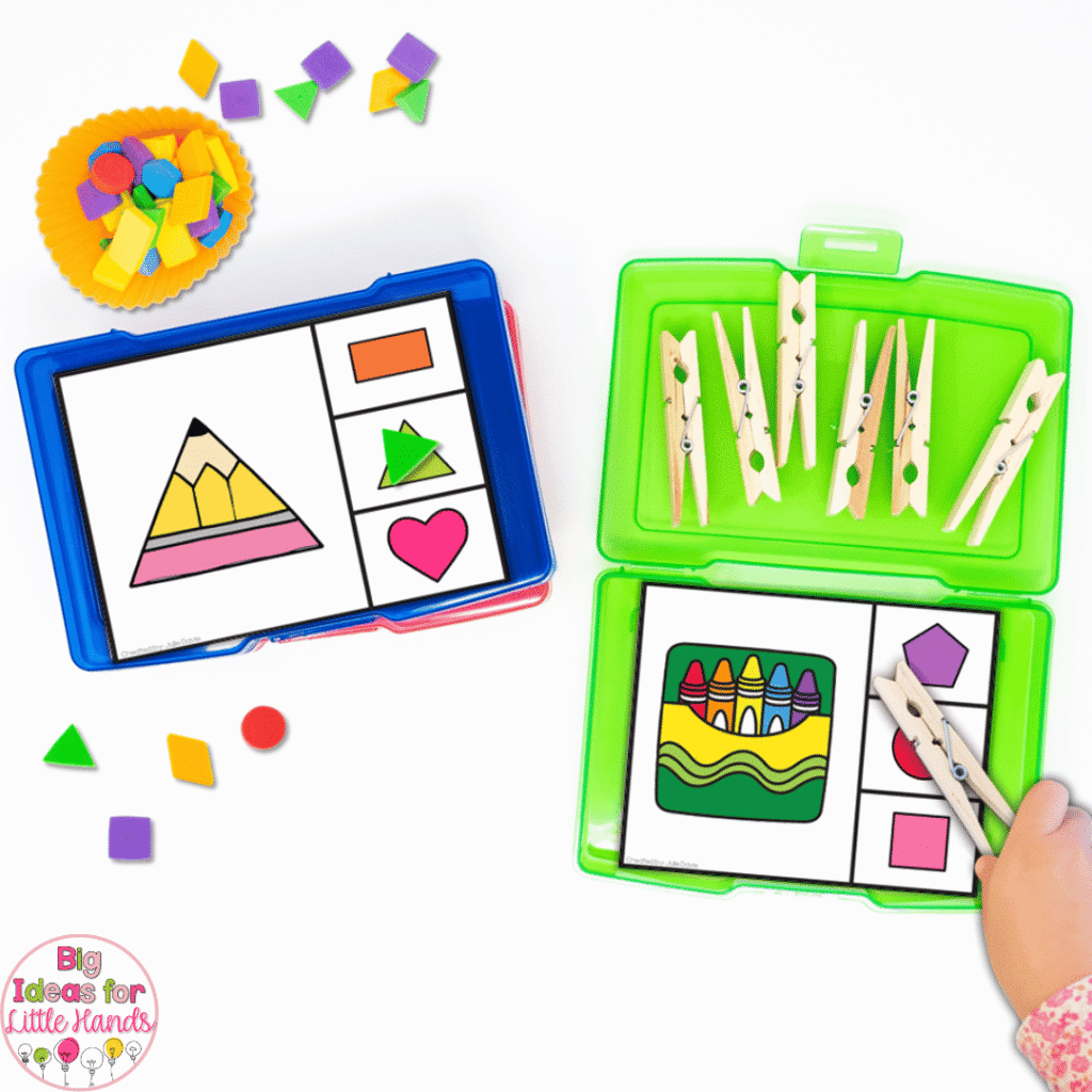 Clip cards make great shape centers to help students practice shape recognition.