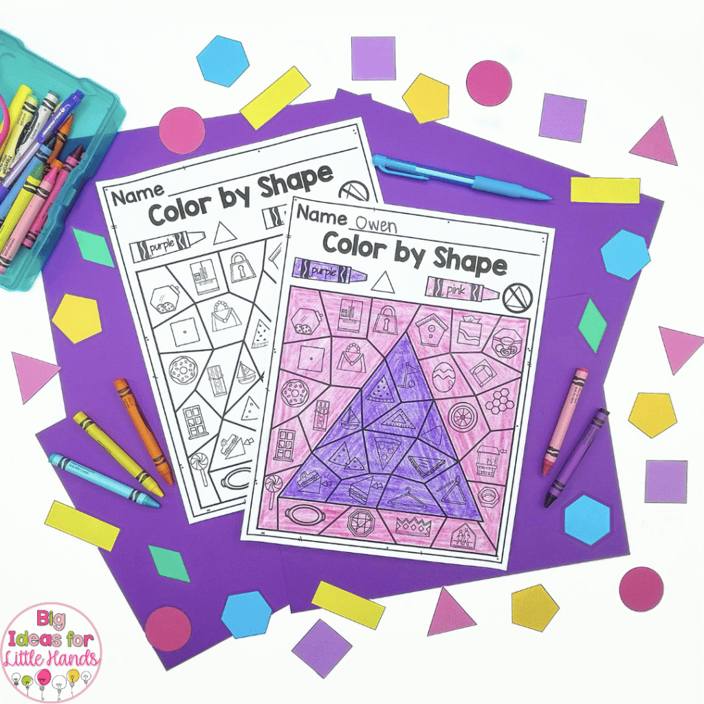 This photo highlights color by code worksheets.