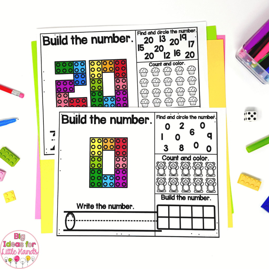 Building Brick Mats are one of our favorite activities to practice numbers and counting. 