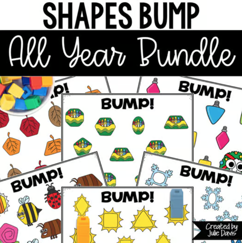 Shapes Bump Game great center activity for learning shapes