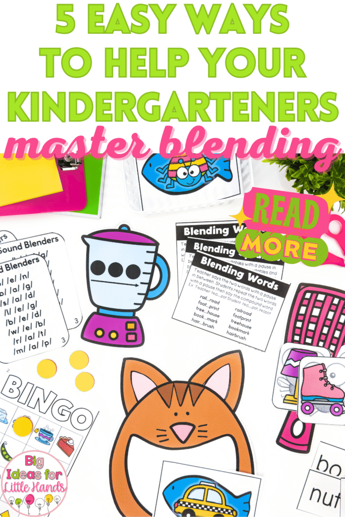 Looking for some easy ways to help your kindergarten students master blending? This post is full of engaging and hands-on activities that will help students blend phonemes into words.