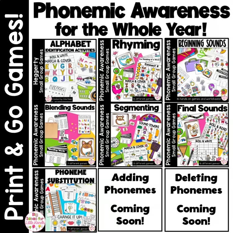 Practice phonemic awareness all year long with these print and go game that are perfect for differentiated your phonics instruction.