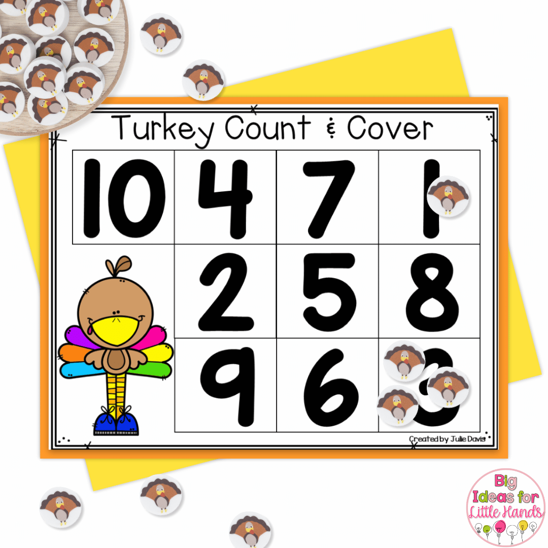 This turkey count and cover is a fun thanksgiving activity to include in your November plans.