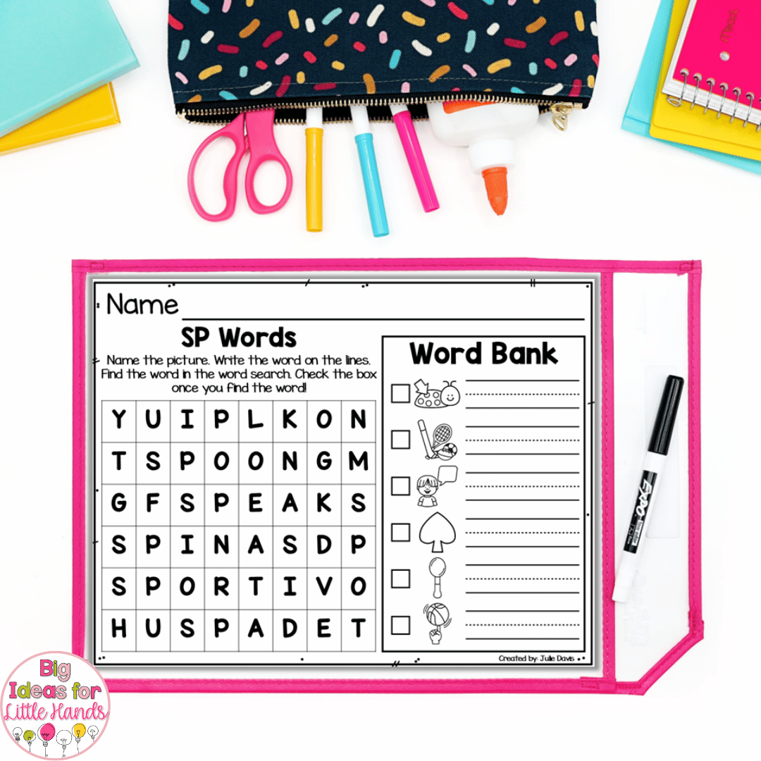 Phonics word searches are a great tool to use when practicing beginning blends.