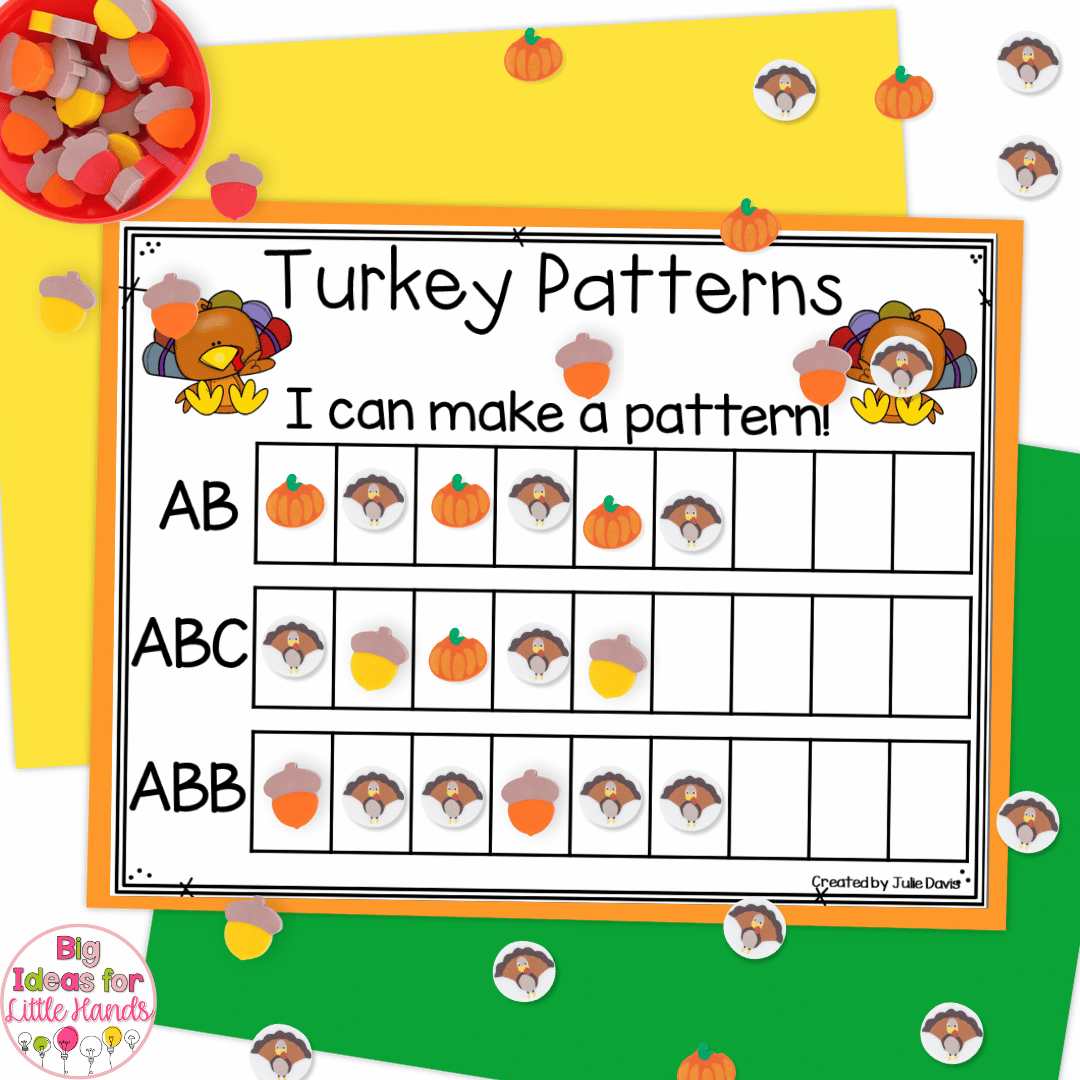 Use mini erasers to make patterns in this turkey activity.