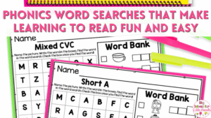 These phonics word searches will make learning to read fun and easy.