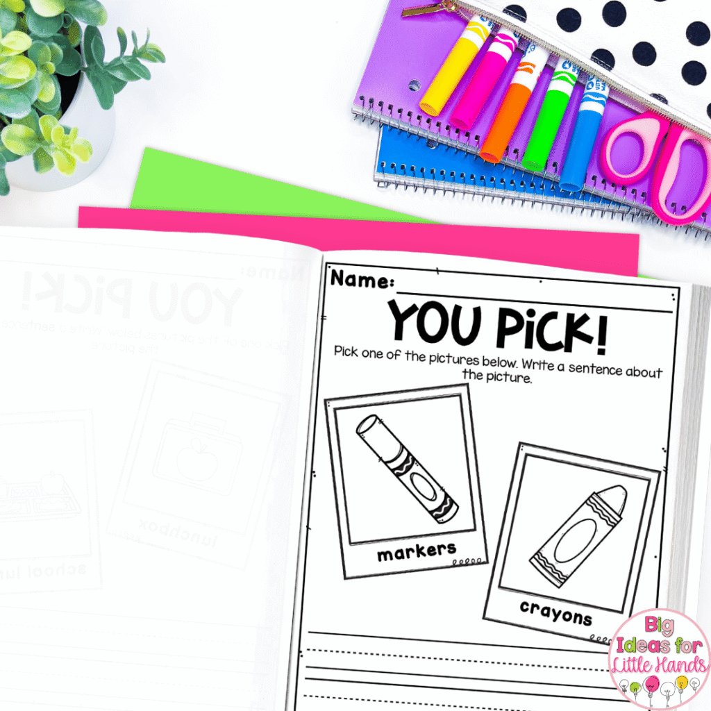Encourage opinion writing with this "You Pick and Write" writing workbook.