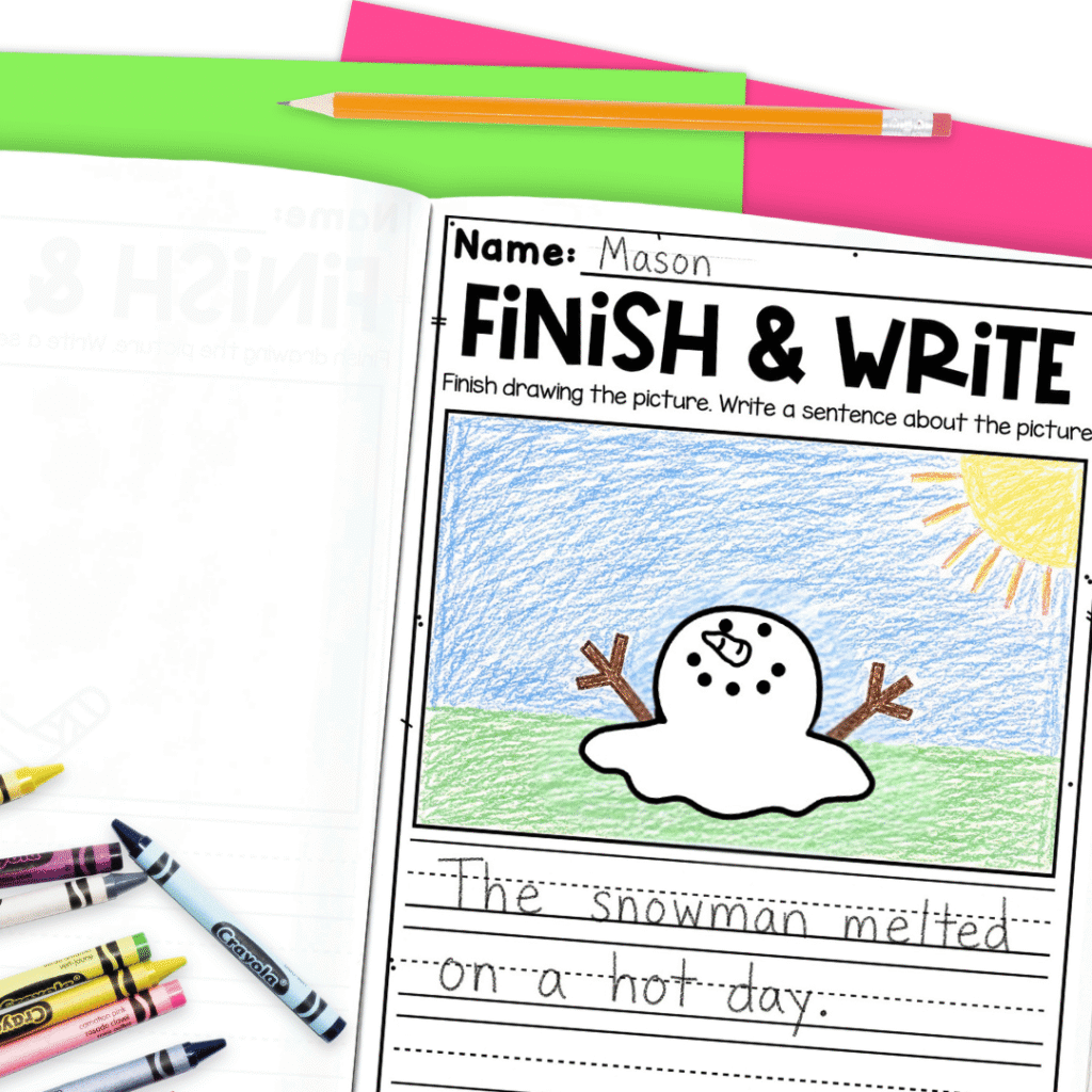 Encourage students to draw first and write after with this writing workbook.