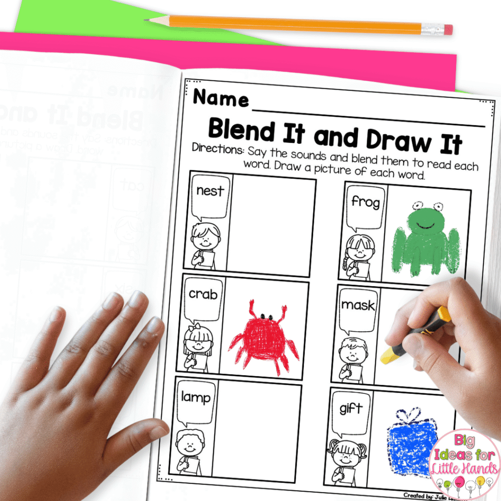 This image highlights Blend it and Draw it pages that are included in one of my blending workbooks.
