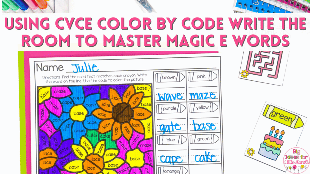 Use CVCe Color By Code Write the Room activities to master magic e words and other phonics skills.