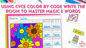 Use CVCe Color By Code Write the Room activities to master magic e words and other phonics skills.