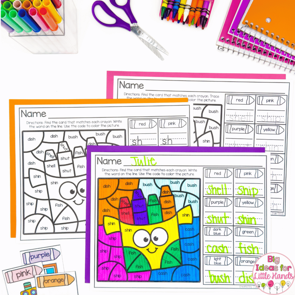 The multi-step routine of this digraph color by code write the room activity helps digraphs stick.