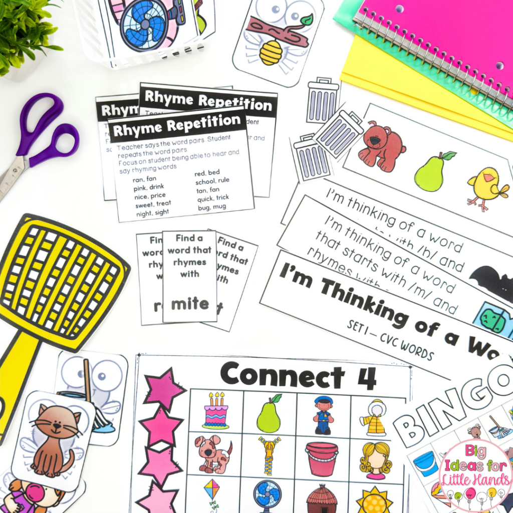  You can informally asses skills like rhyming using small group games.