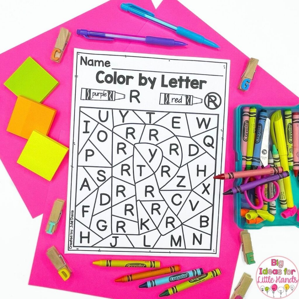Use color by code for different skills like letter recognition or numbers.