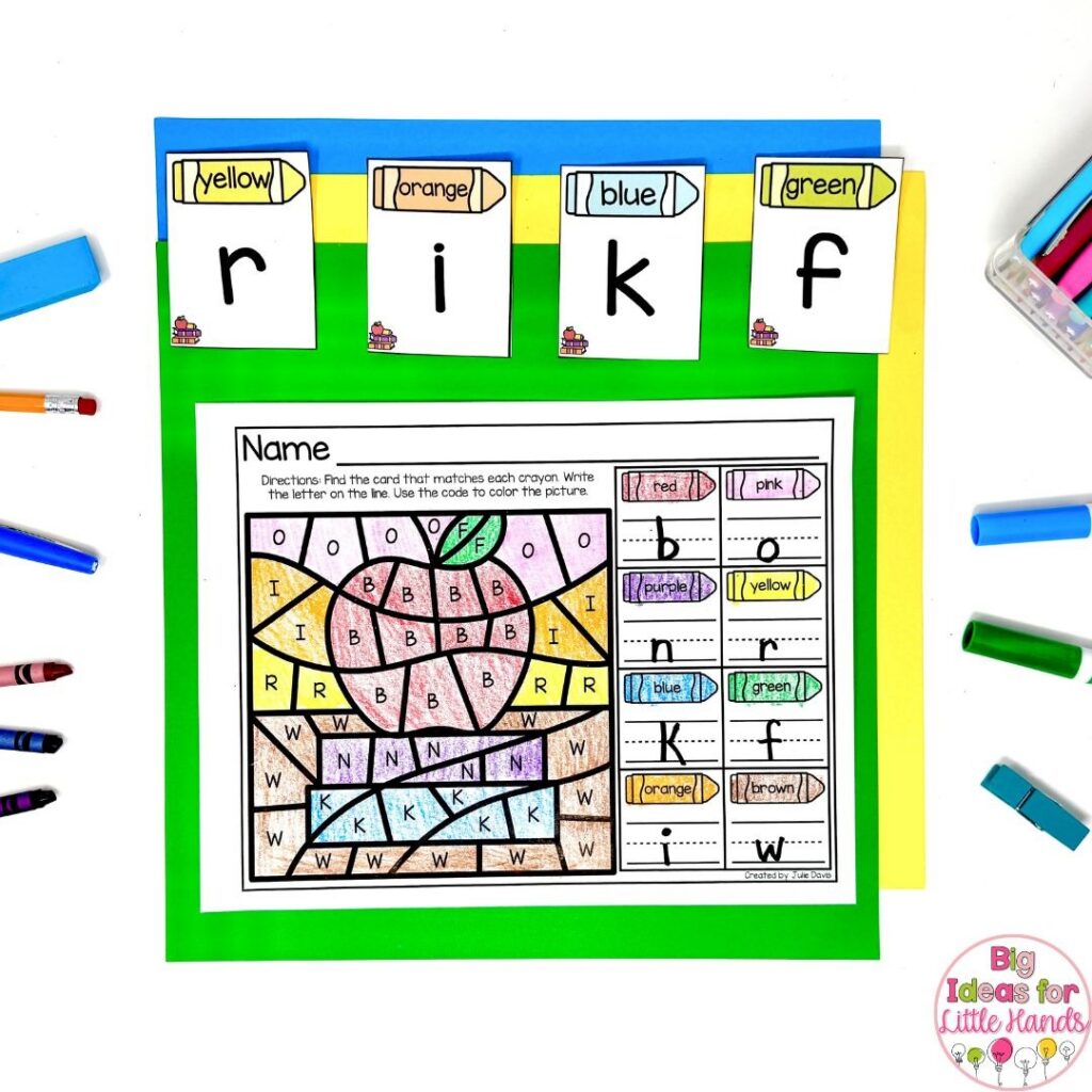 Add movement to your  independent kindergarten centers with this write the room color by code activity. 