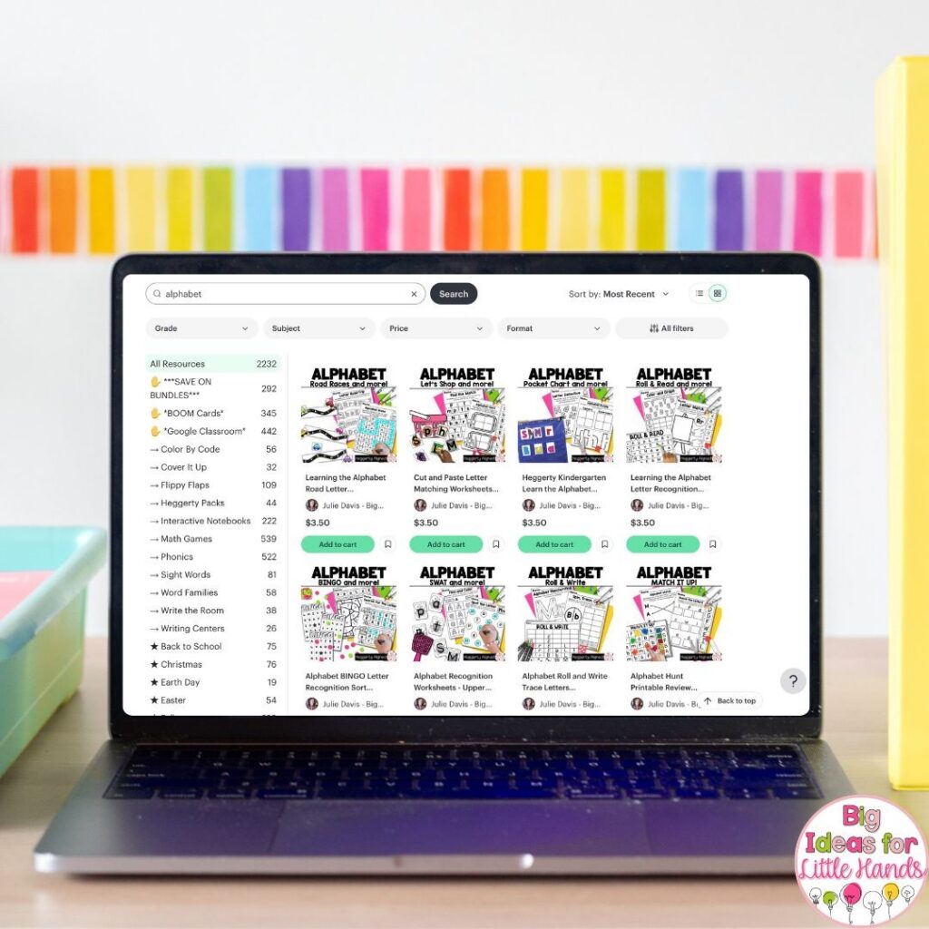 Be sure to check out my TPT shop for even more alphabet activities that will simplify teaching and learning letters.