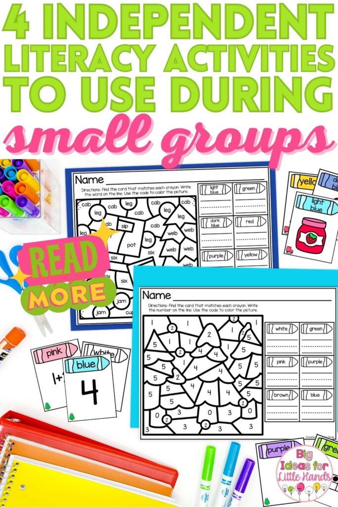 Need ideas to keep students learning while you meet with small groups? These 4 independent literacy activities help kindergarten students practice writing, rhyming, word families, and other foundational skills while building independence during your literacy block.