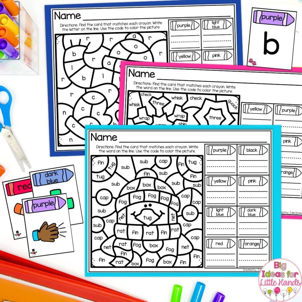 These Color by Code Write the Room activities have a winter theme and are perfect to use as independent literacy activities.