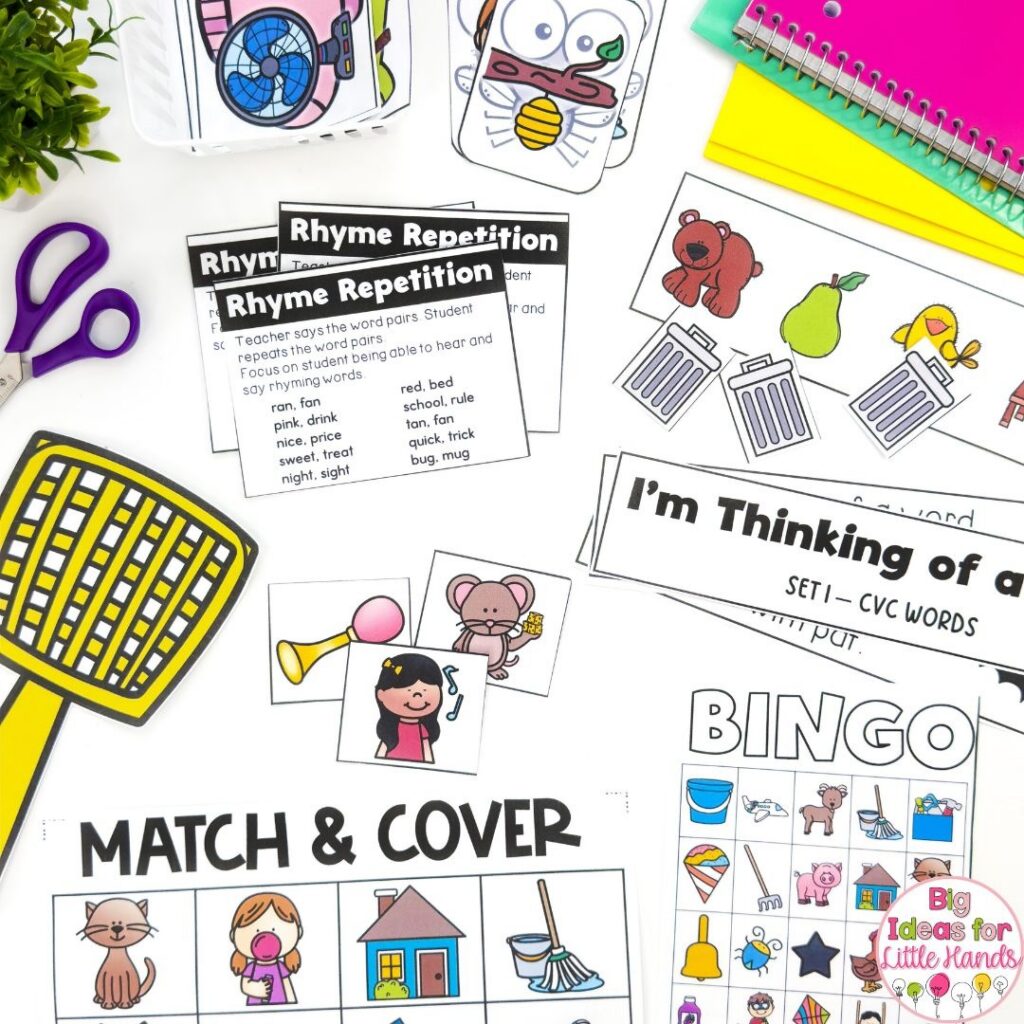 Rhyming games like Match and Cover are great to use during small groups as independent literacy activities.